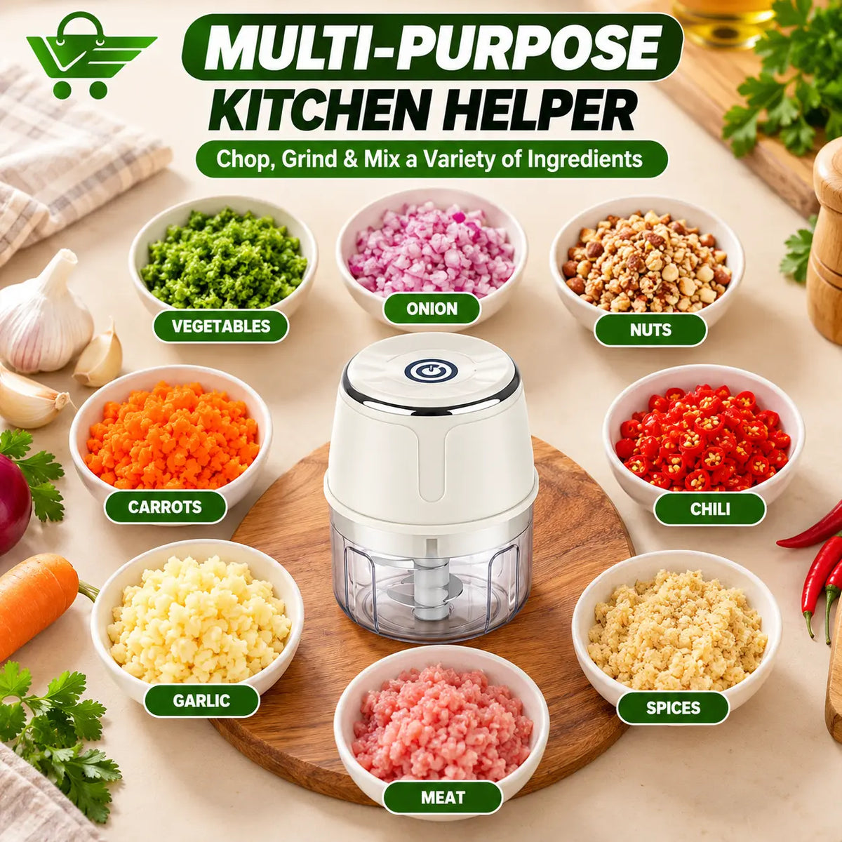 Cordless Mini Electric Food Chopper – 350ml Levbuy