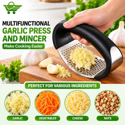Premium Stainless Steel Garlic Press & Rocker Crusher Levbuy