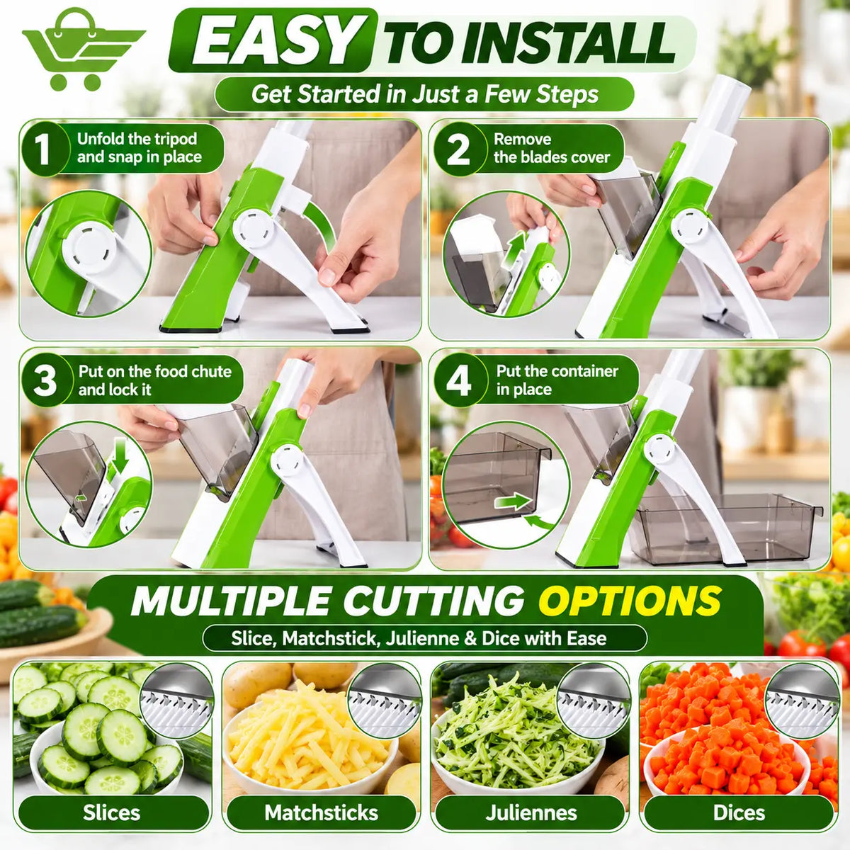 4-in-1 Adjustable Mandoline Vegetable Slicer Levbuy