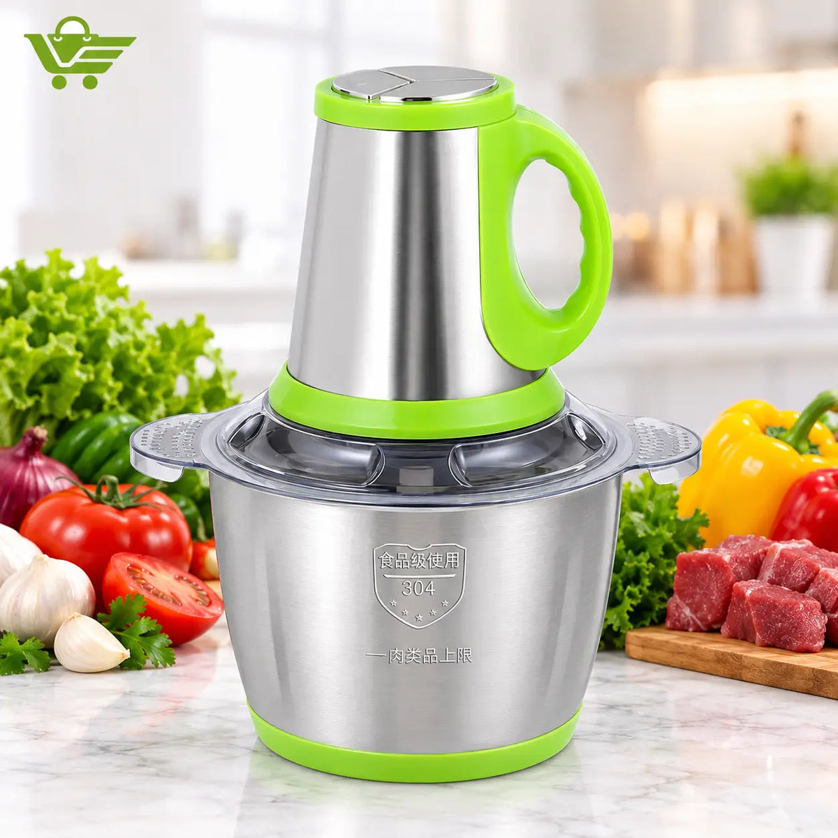 Universal Food King 2L Electric Food Chopper – Stainless Steel Vegetable Cutter & Meat Grinder Levbuy