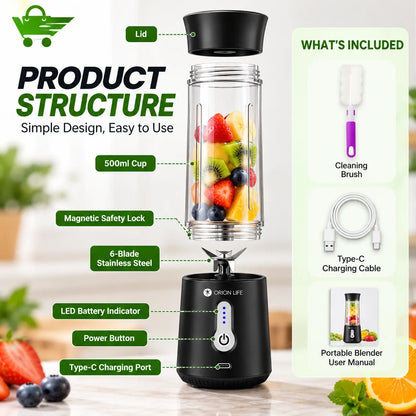 Portable USB Rechargeable Blender – 500ml Personal Smoothie Maker My Store