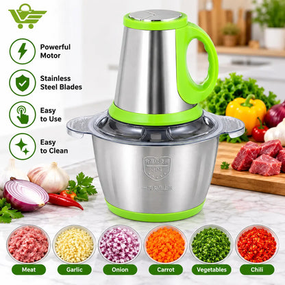 Universal Food King 2L Electric Food Chopper – Stainless Steel Vegetable Cutter & Meat Grinder Levbuy