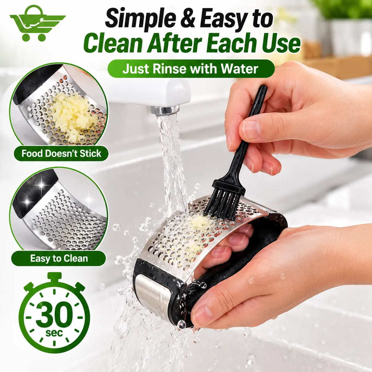 Premium Stainless Steel Garlic Press & Rocker Crusher Levbuy
