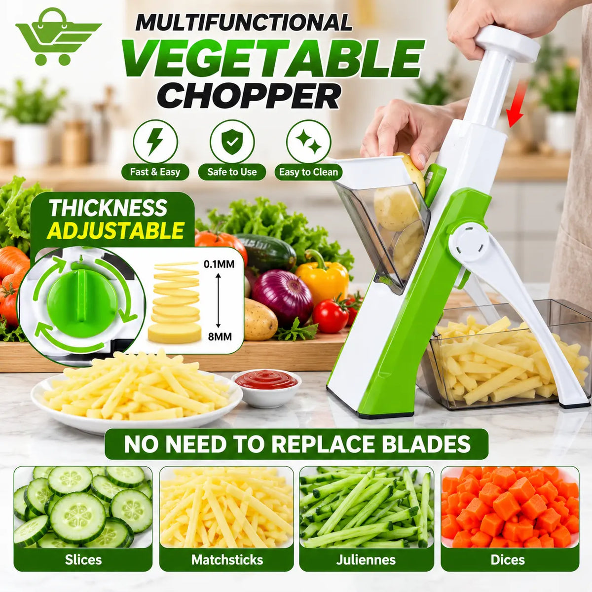 4-in-1 Adjustable Mandoline Vegetable Slicer Levbuy