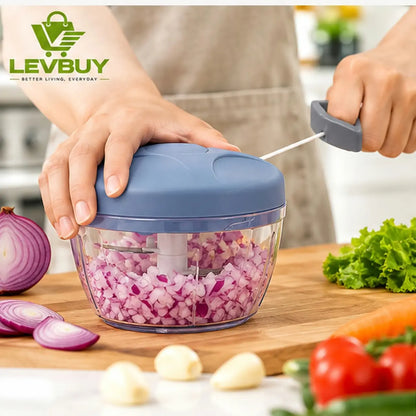 Manual Pull-Cord Vegetable Chopper – Quick & Easy Food Preparation Levbuy