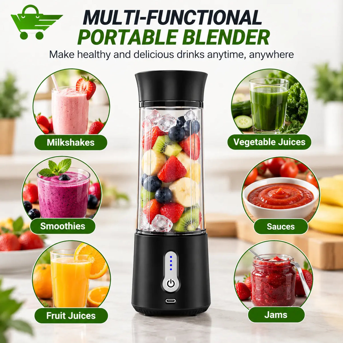 Portable USB Rechargeable Blender – 500ml Personal Smoothie Maker My Store