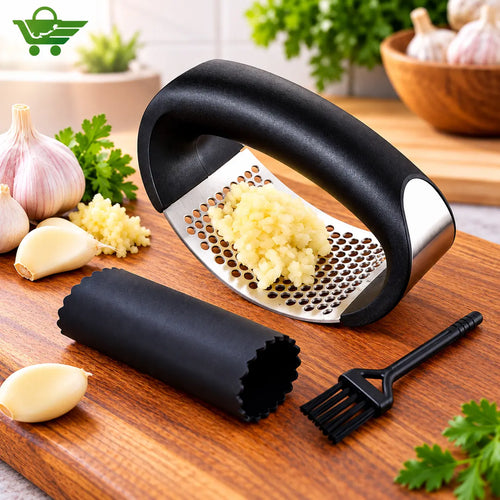 Premium Stainless Steel Garlic Press & Rocker Crusher Levbuy