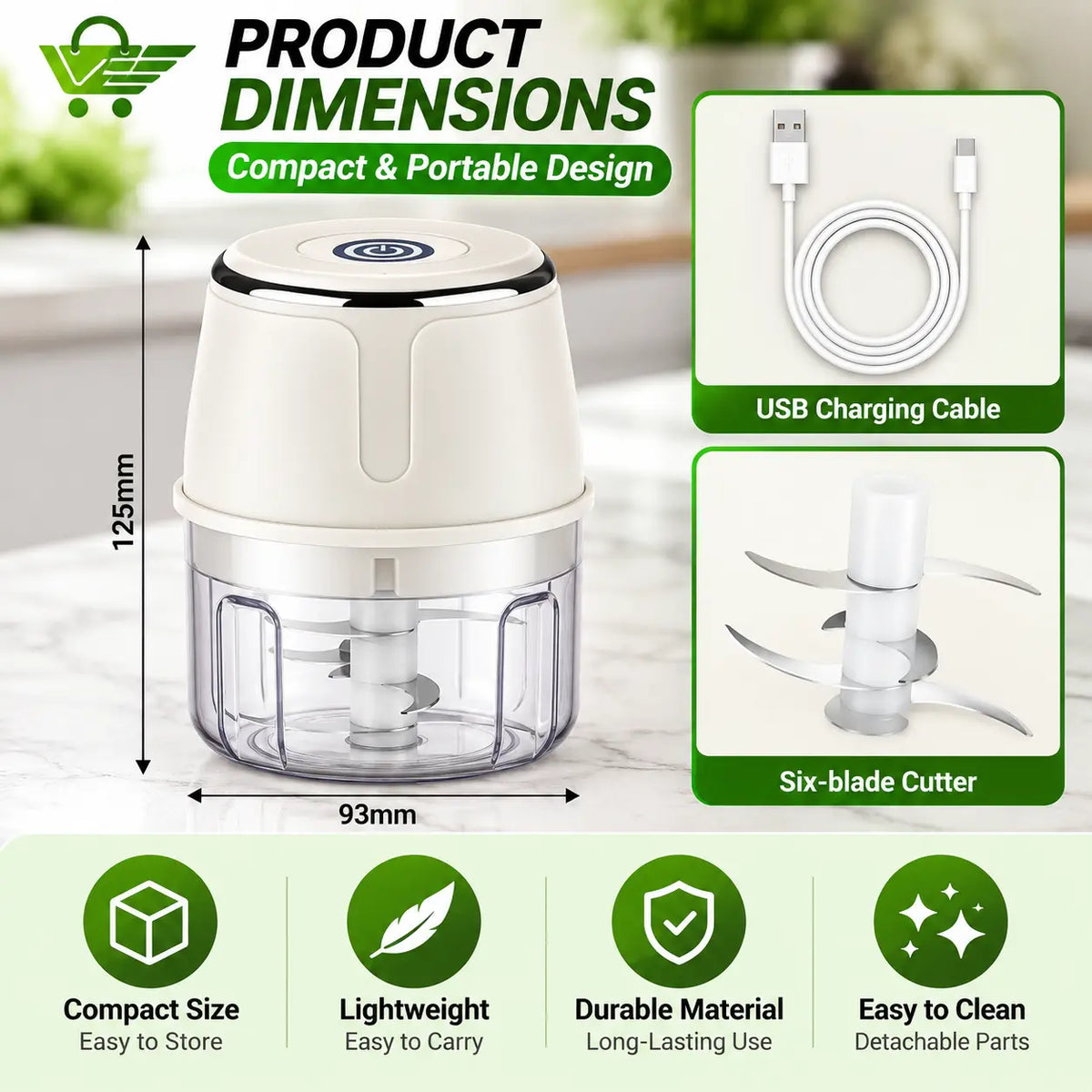 Cordless Mini Electric Food Chopper – 350ml Levbuy