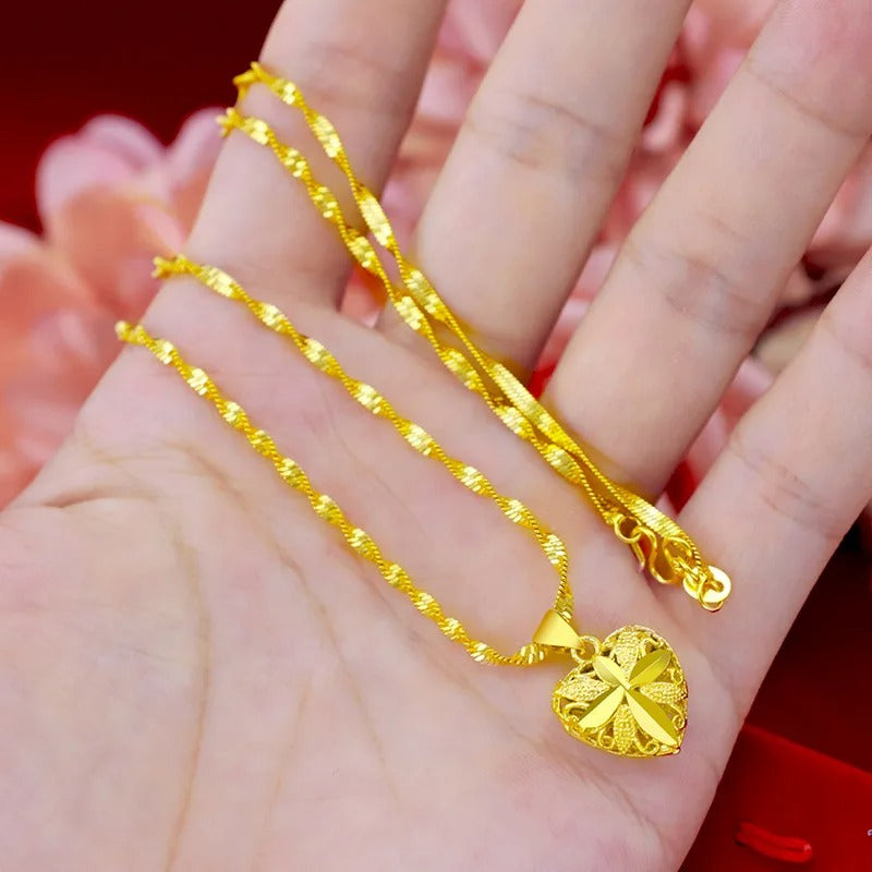 24K Gold Aura Heart Necklace